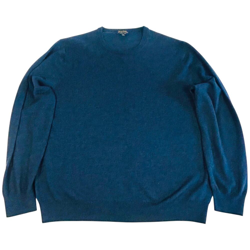 Brooks Brothers Mens XXL Sweater Saxxon Wool Crewneck Blue